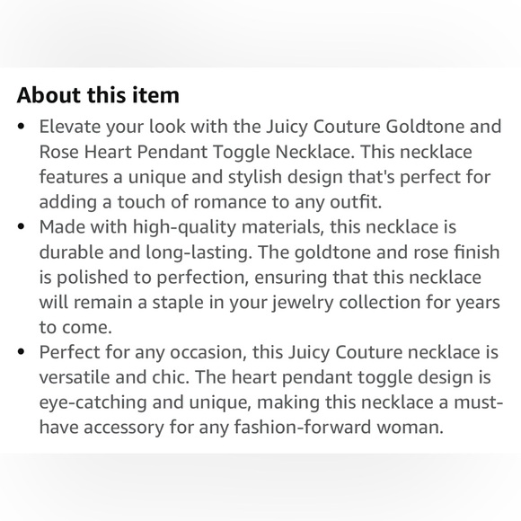 JUICY COUTURE PINK HEART PAVE Chain Link Necklace Pinkish-Gold 💞💎🎅🎀✨ - Picture 7 of 7